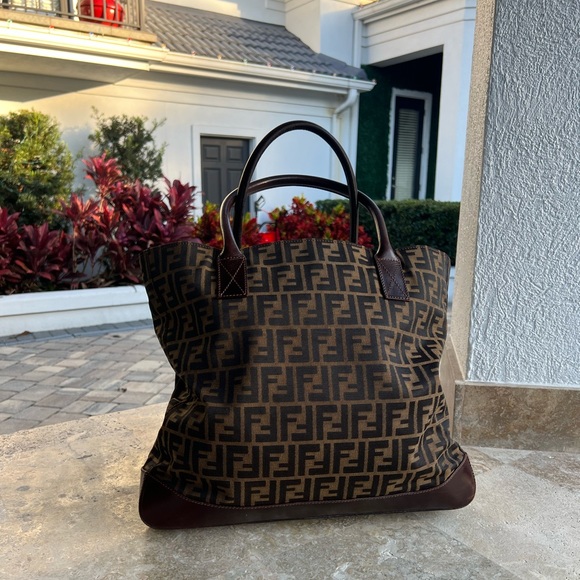 Fendi Handbags - Large Zucca Fendi Tote Canvas With leather base